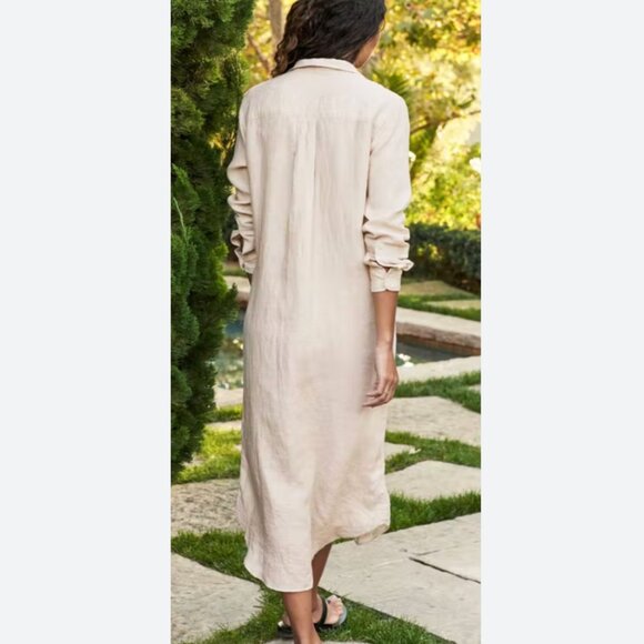 Frank & Eileen Rory Long Sleeve Linen Shirtdress dress Size: XL Sand - Picture 12 of 16